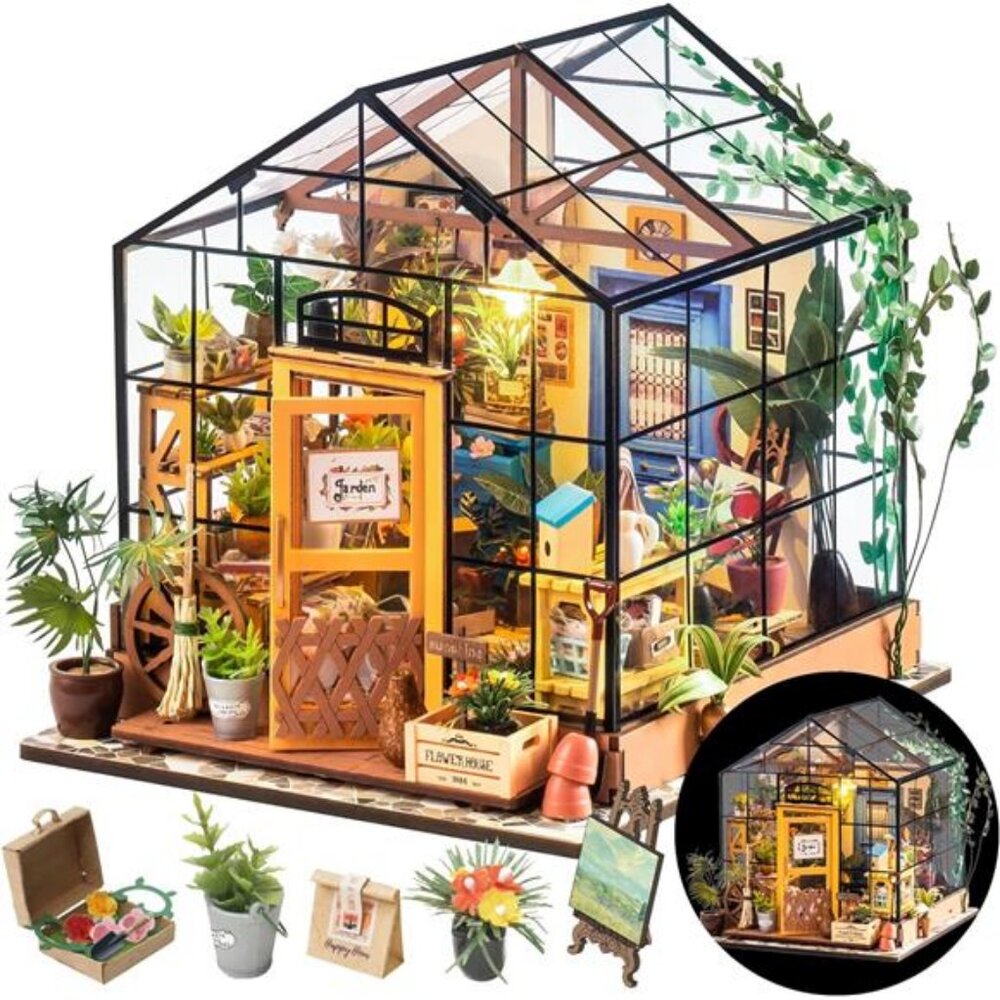 DIY Miniature House Kit Greenhouse, Tiny House Kit for Adults to Build